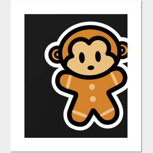 Gingerbread Monkey Christmas Bambu Brand Holiday Posters and Art